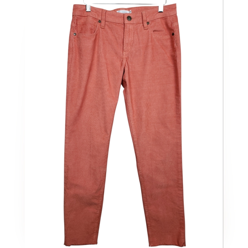 Carve Designs Carson Corduroy Orange Boyfriend Jeans Raw Edge Hem Womens Size 2